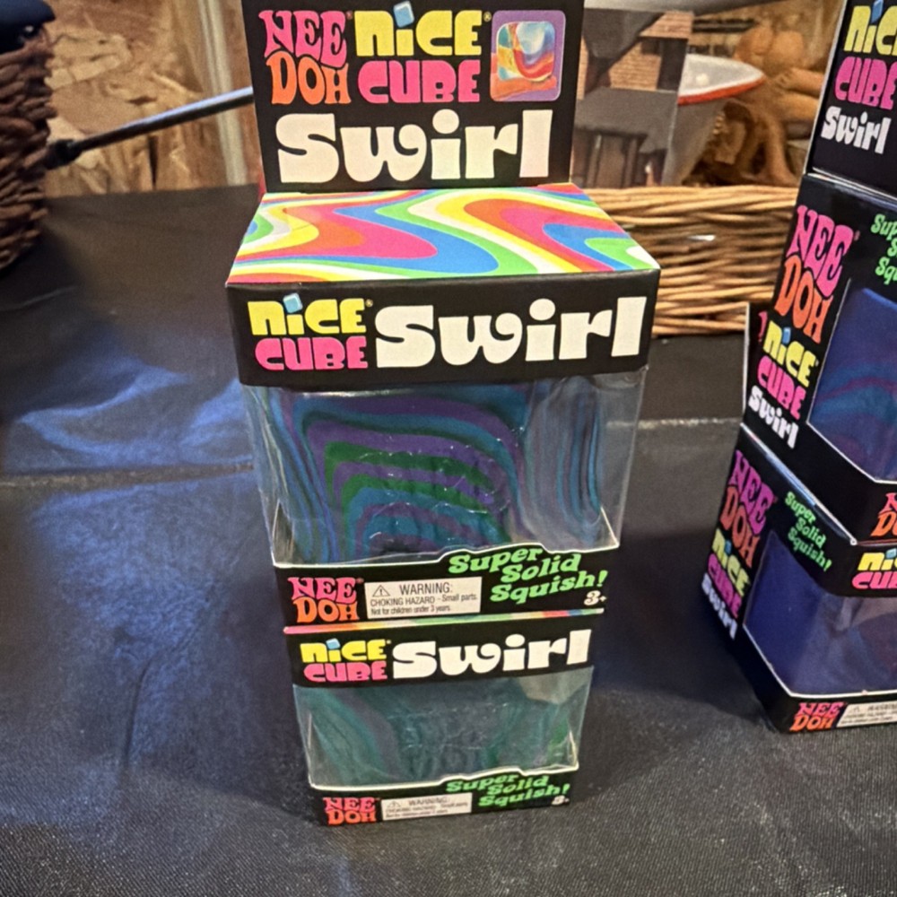 Nee Doh Nice Cube Swirl Super Solid Squish Multicolor Ages 3+ Range