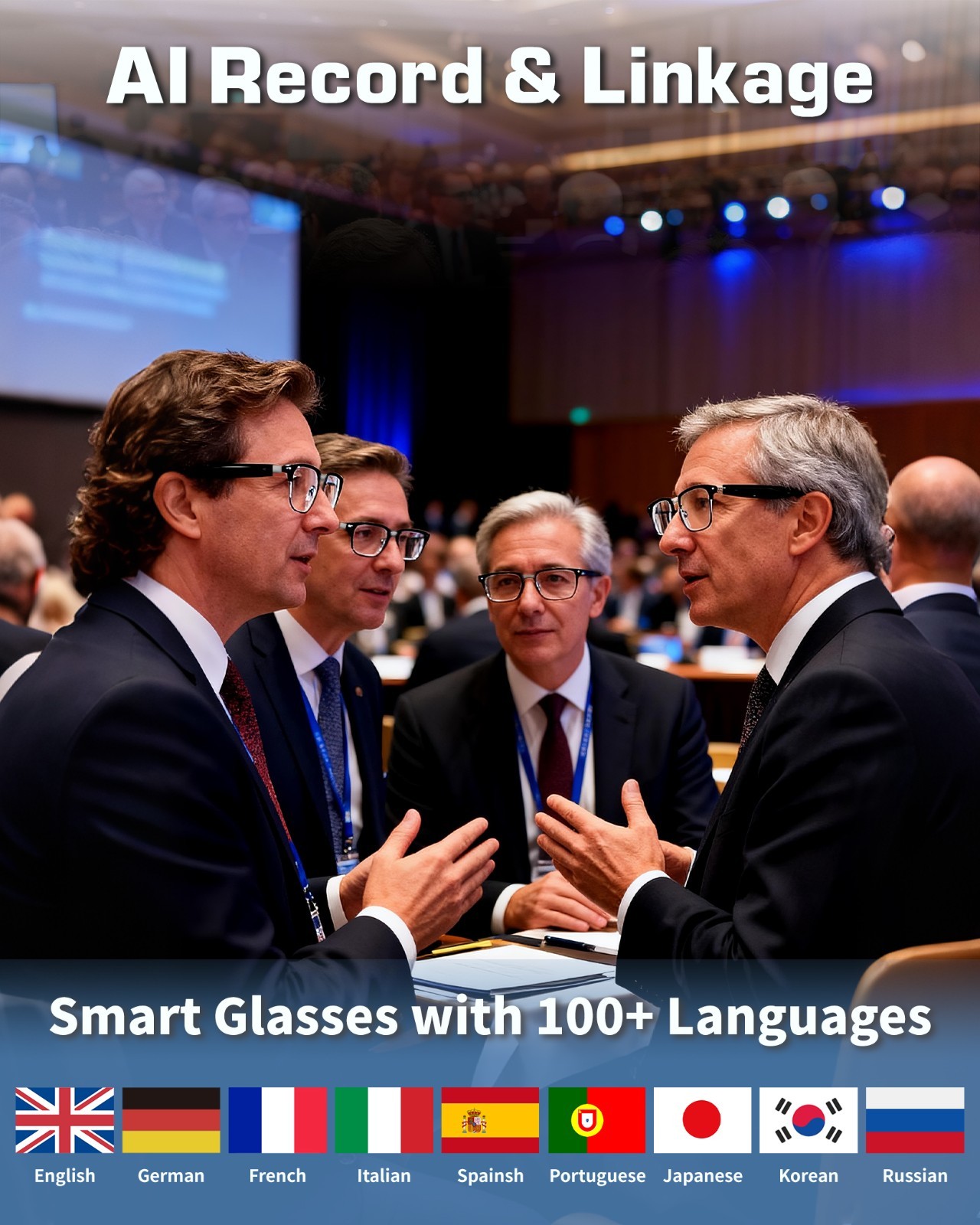 Smart Glasses AI Bluetooth Call Glasses Audio Translation for Men and Women Work