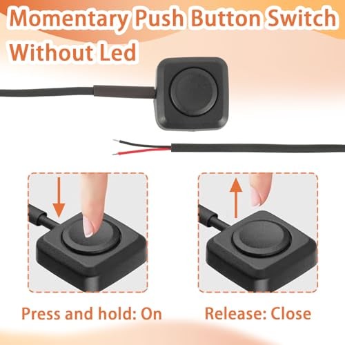 2PCS Momentary Push Button Switch, 12V/24V Mini Push Mini-Button switch 2P