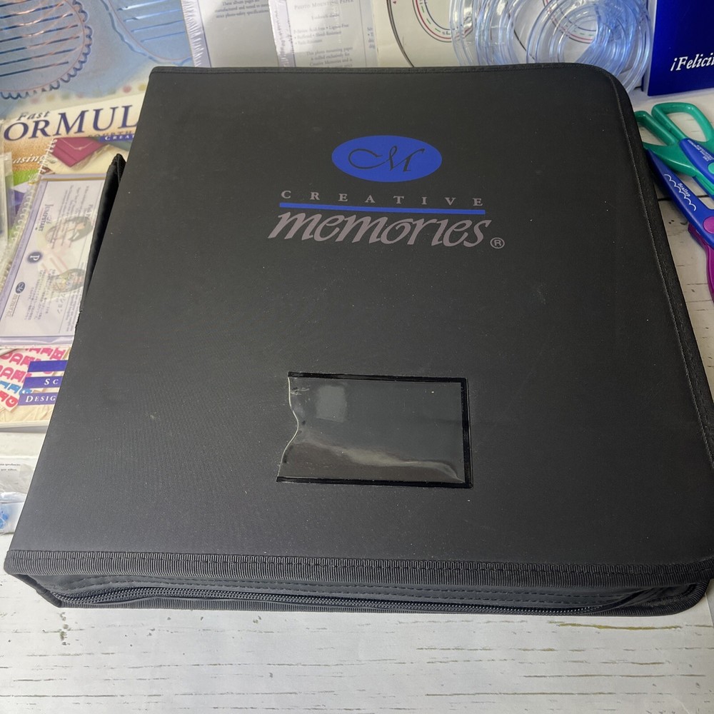 Creative Memories 3-ring Zip Carry Case w Plastic Insert Protectors + EXTRAS
