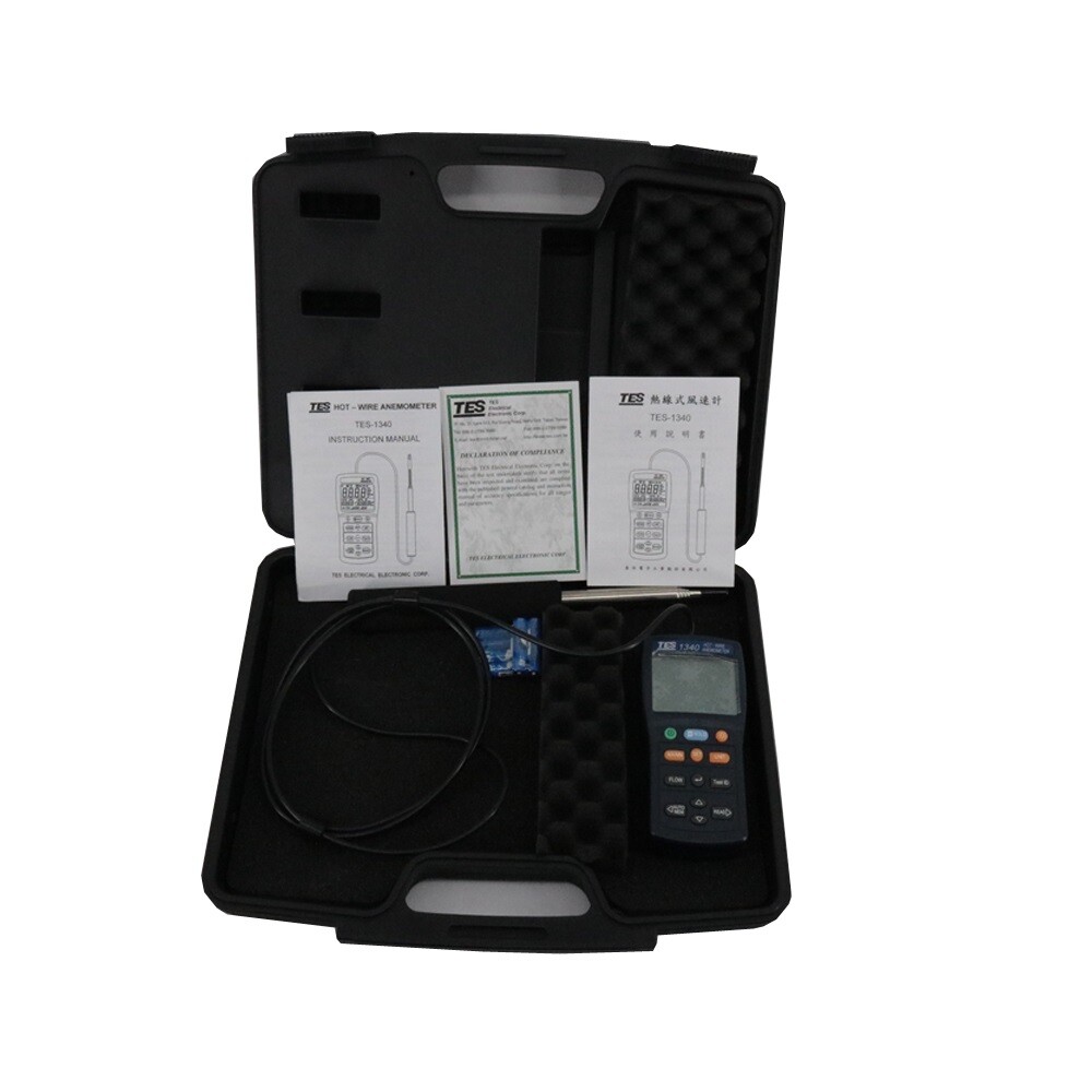TES-1340 Digital Anemometer Air Wind Flow Meter Tester,Hot-Wire Anemometer #