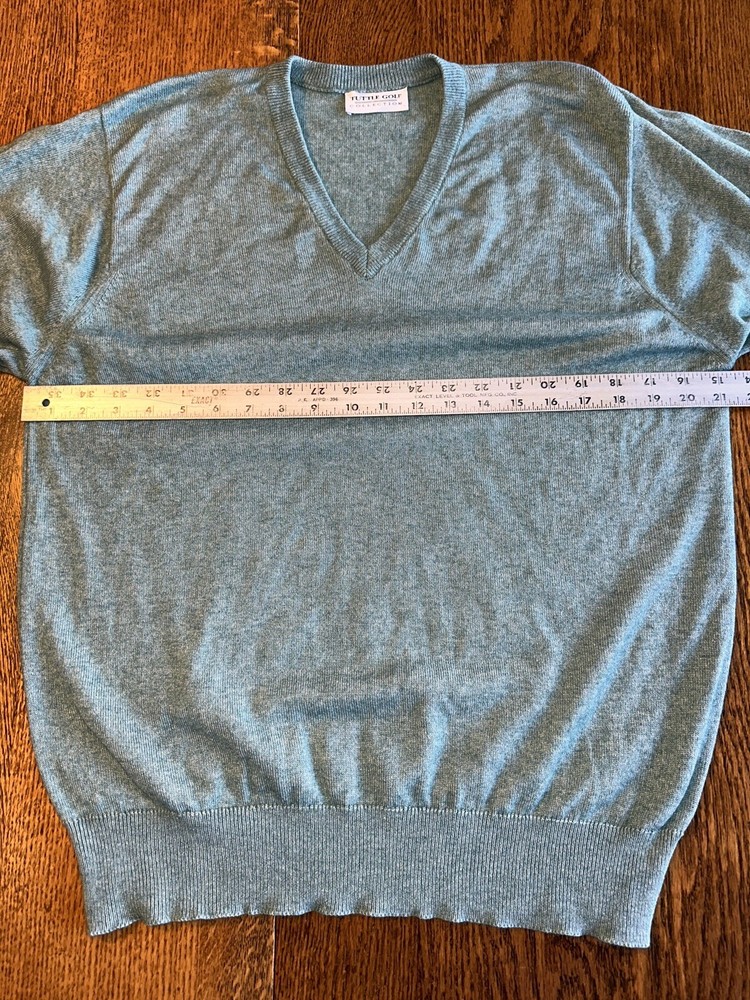 Silk Cashmere Sweater Tuttle Golf Collection Green V Neck Large? Pullover