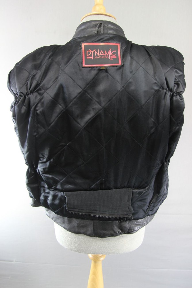CLASSIC BLACK DYNAMIC LEATHERS BIKER JACKET SIZE 12