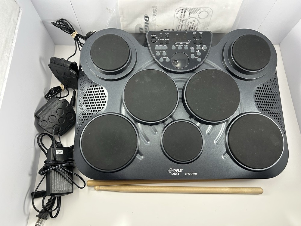 Pyle Pro PTED01 Electronic Tabletop Drum Kit w/ Box, Manua & Drum Sticks