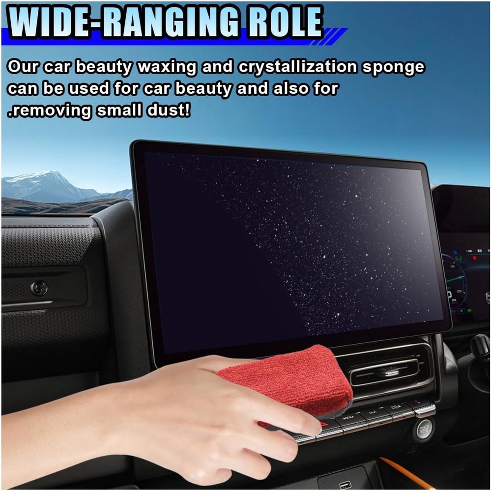 12PCS Ceramic Coating Applicator Sponge, 4.13'' x 1.84'' Microfiber Car Red