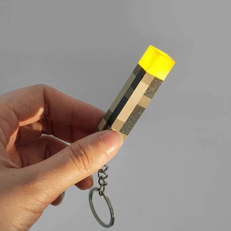 Minecraft Torch LED Keychain Flashlight Light Up Mini Rechargeable Backpack