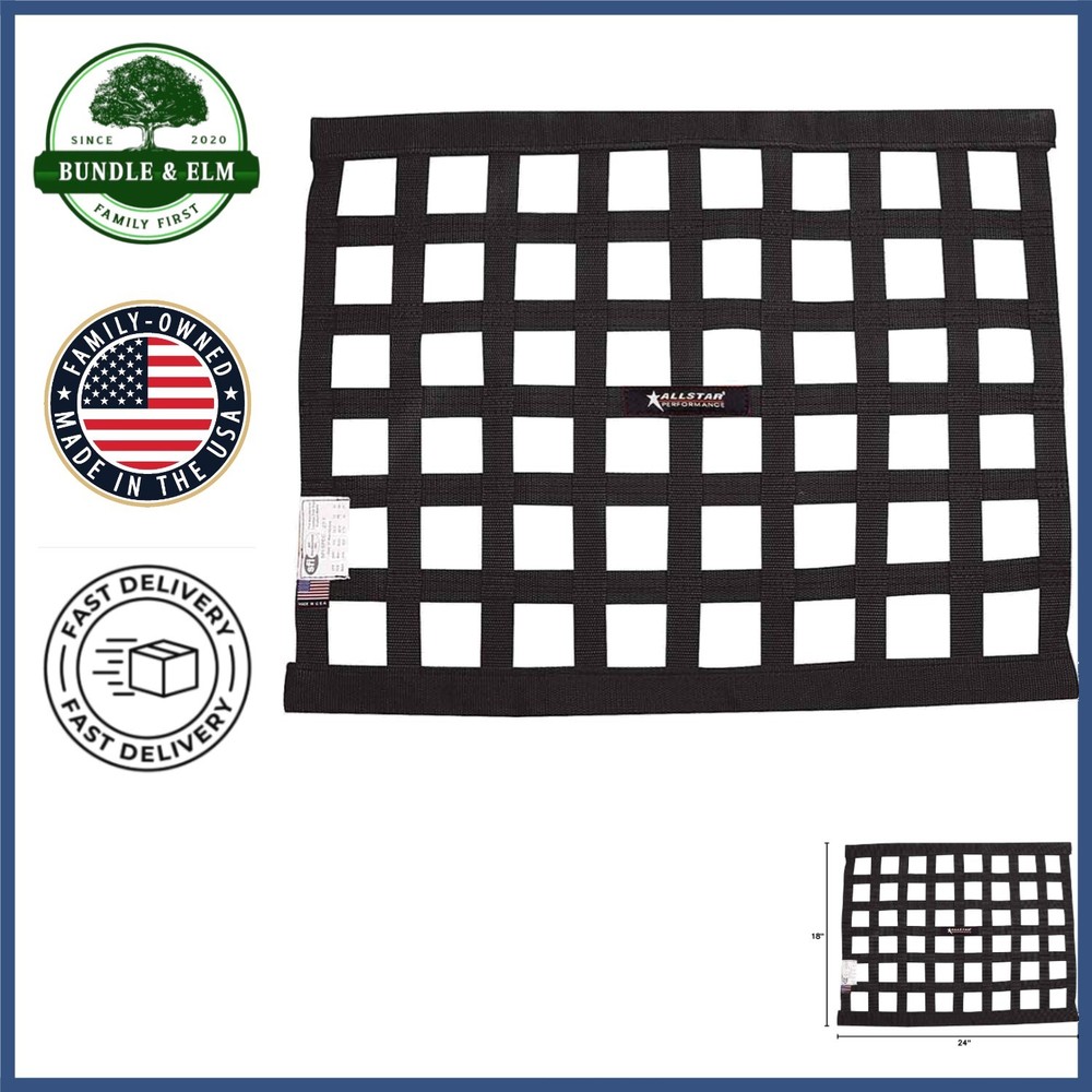 Rectangular Border Style Window Net for Cars, 18x24 Inch, Black Polypropylene