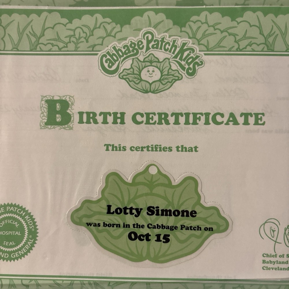 Cabbage Patch Kids Birth Certificate / choose name 🥰 buy more save more