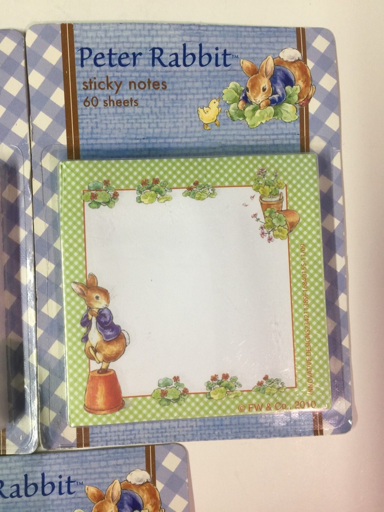 Qty 3) Beatrix Potter Peter Rabbit Sticky Note Pad 3X3” * 60 Sheets each