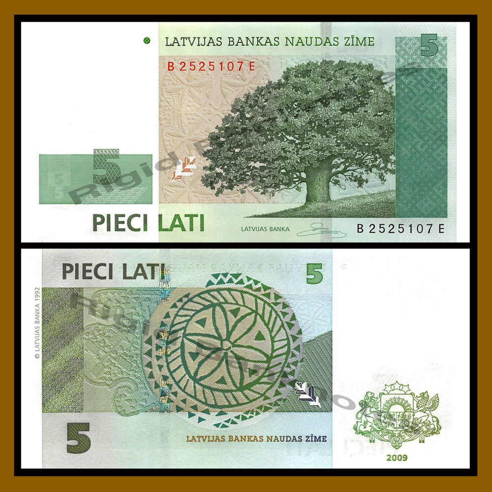 Latvia 5 Lati (Latu), 2009 P-53c Tree Unc