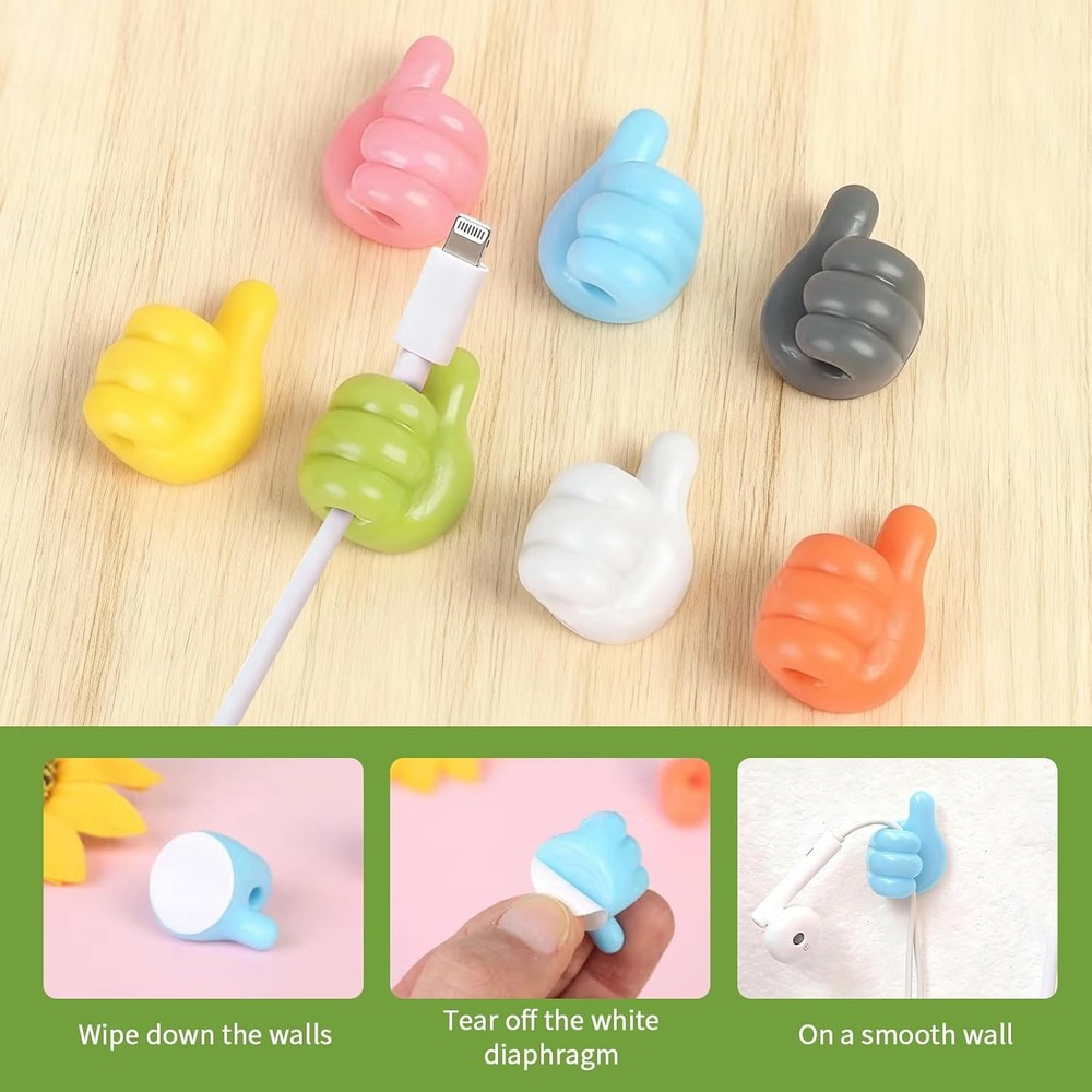 Thumb Wall Key Hook for Hanging Self Adhesive Cable Organizer Clip Holder