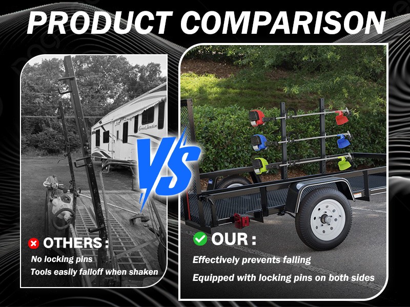 3-Place Weed Eater Trimmer Rack for Wall Mount, 4-in-1 Versatile Mounting Racks