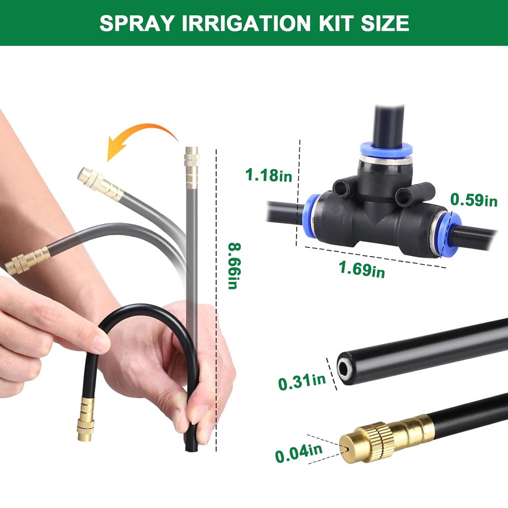 200Ft Drip Irrigation System with 40 Adjustable Nozzles for Garden & Plants