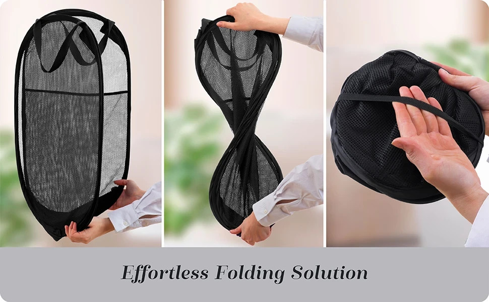 2 Packs Collapsible Pop up Laundry Bag Foldable Hamper Large Mesh Clothes Basket