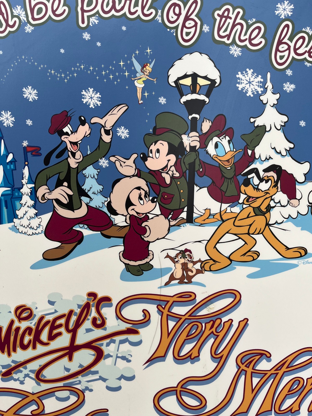 Large 32 x 24 2002 Disney World Christmas Party Park Used Prop Display Sign