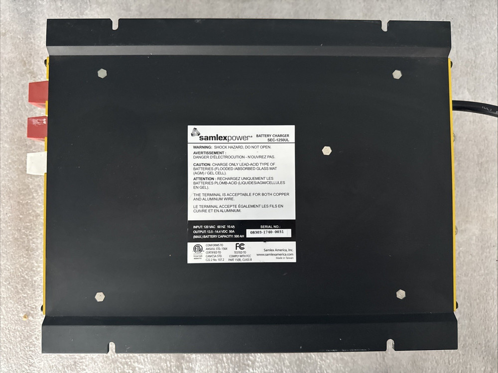 Samlex Power SEC-1250UL 12 Volt 50 Amp Battery Charger