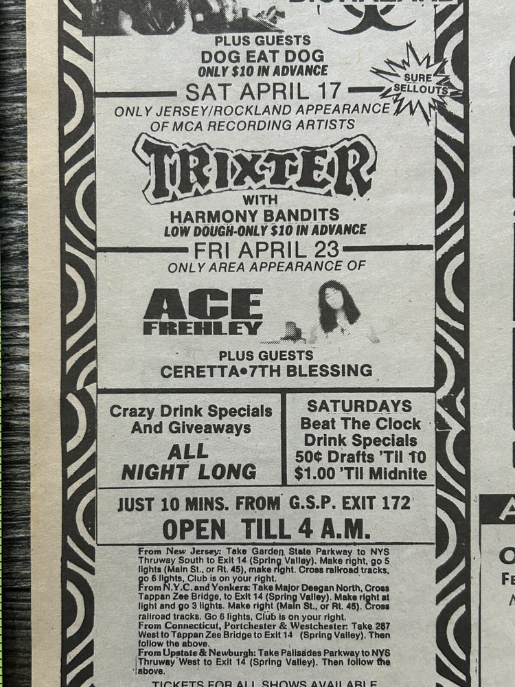 KISS Concert Ad Advert ACE FREHLEY Tour Apr 23 1993 Rage NY Vintage Kiss D