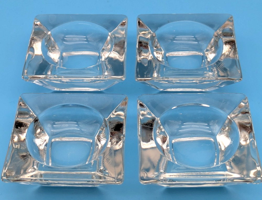 4 Square Thick Clear Crystal Open Salt Cellars