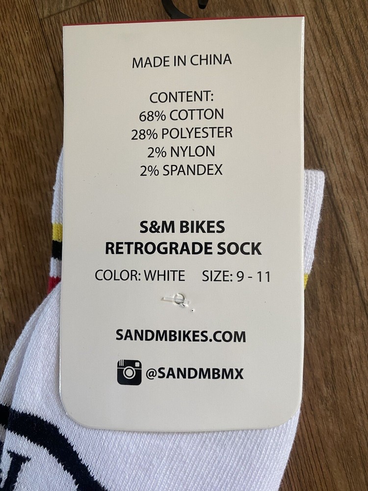 S&M BMX RETROGRADE WHITE BLACK SHIELD SOCKS