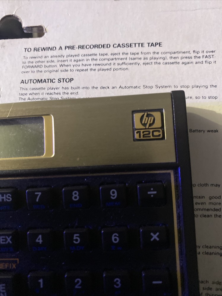 Hewlett Packard HP 12C Calculator Excellent Condition.