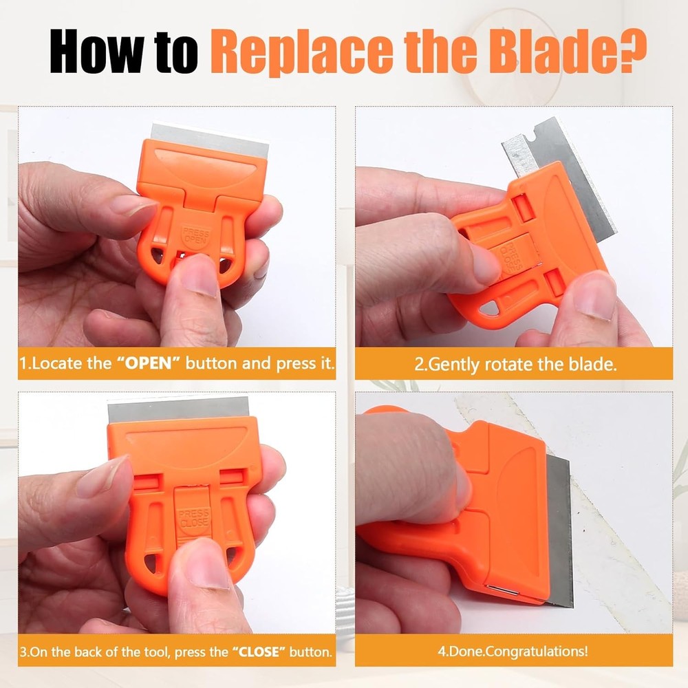 2 Sets Razor Blade Scrapers, Plastic Scraper Tool Extra 10 Plastic Razor Blades