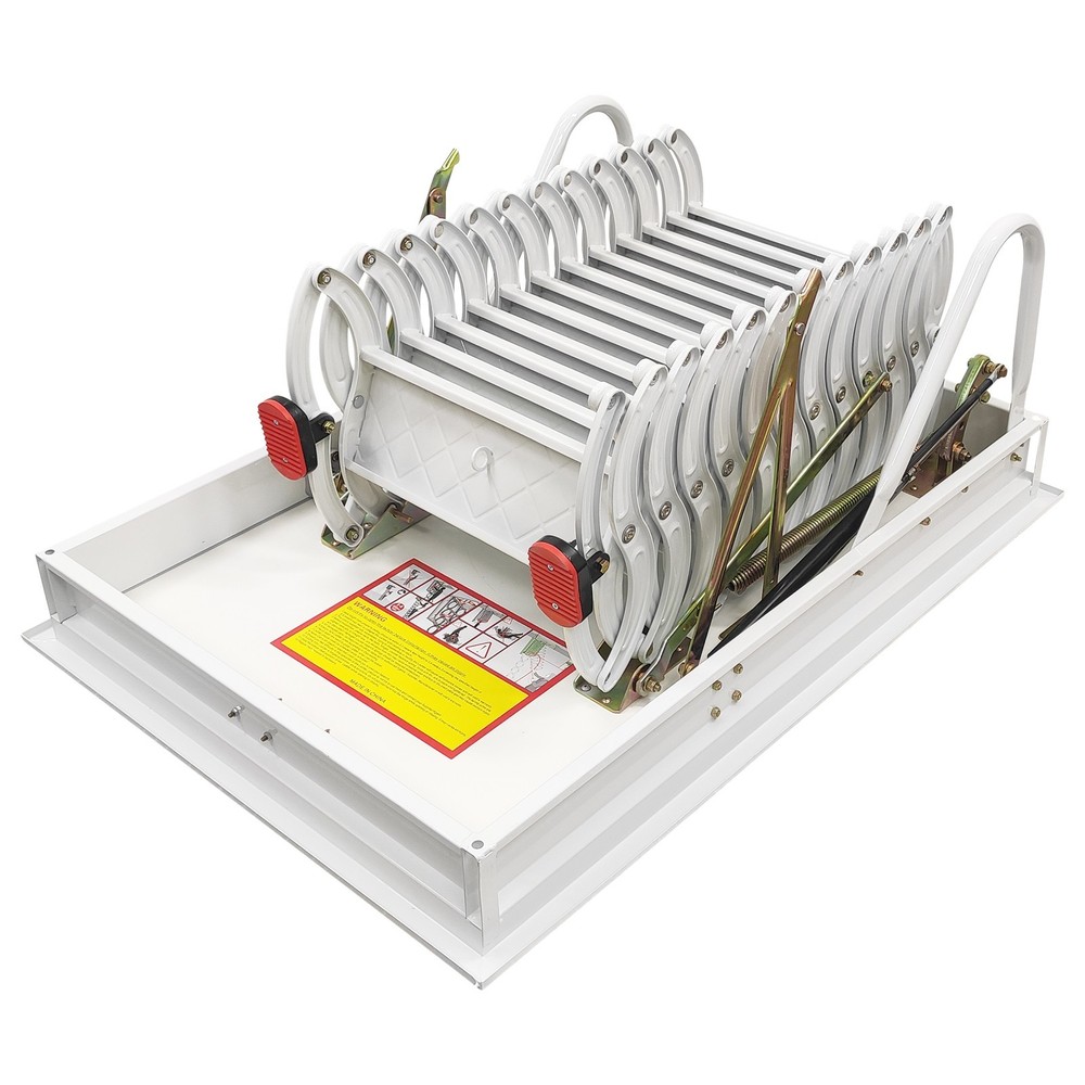 70*100cm Attic Loft Ceiling Retractable Folding Ladder Max 9.8 ft 12 Steps