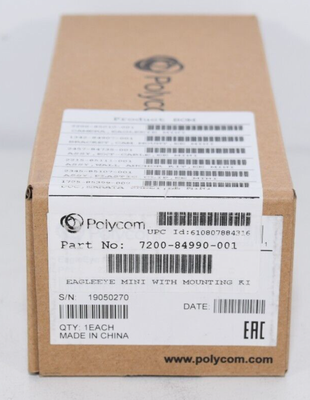 New Polycom Eagle Eye Mini USB Camera with Mount Kit 7200-84990-001