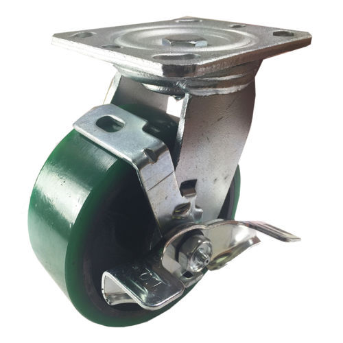 4 Heavy Duty Caster Set 4" 5" 6" Polyurethane on Cast Iron Wheels No Mark Green