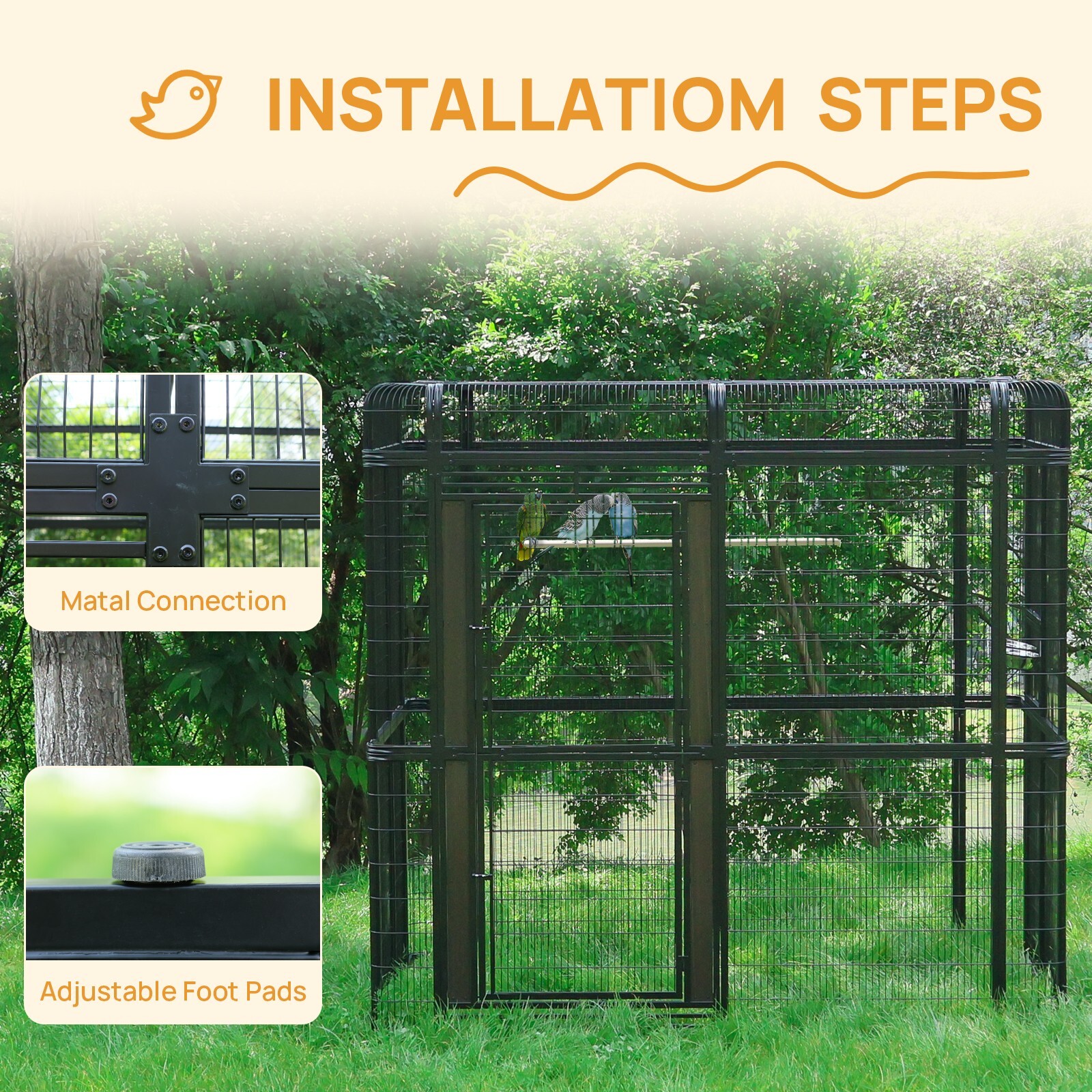 7.2ft Large Walk in Bird Cage Huge Parrot Macaw Aviary Finch Outdoor Birdcage