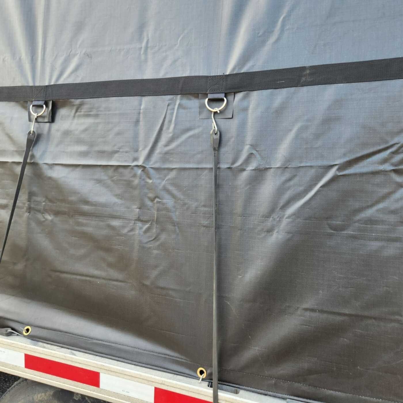 Lightweight Steel Tarp 16' x 27' - 4' Drop Flatbed Tarp Ripstop (60 lbs) - Black