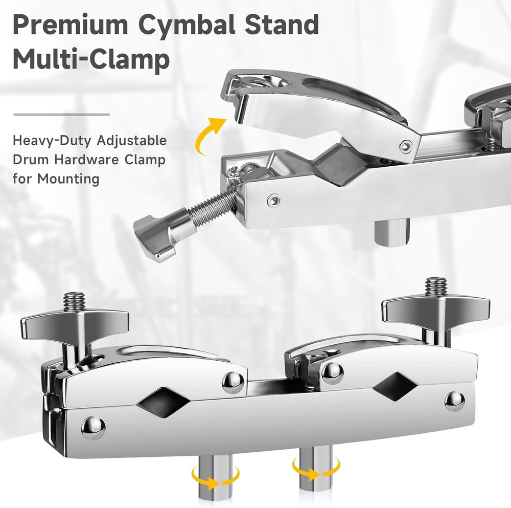 Heavy-Duty Cymbal Stand Multi-Clamp Drum Clamp Adjustable Quick Release Drum Bar