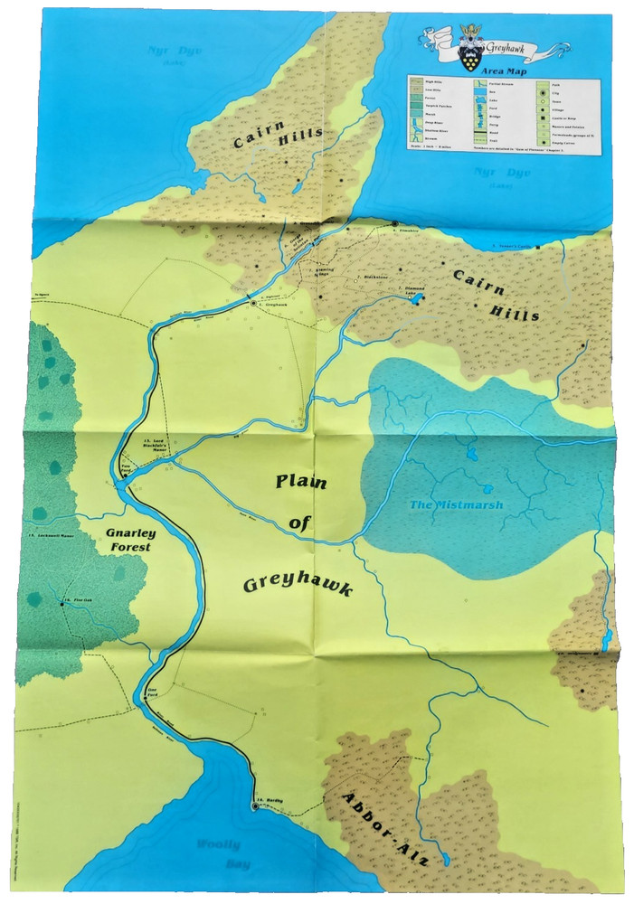 Greyhawk Area Map. Dungeons & Dragons 2nd Edition Map. EX