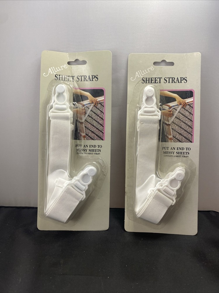 2 Pkgs 4 Ct Allure White Bed Sheet Straps, 4 Count