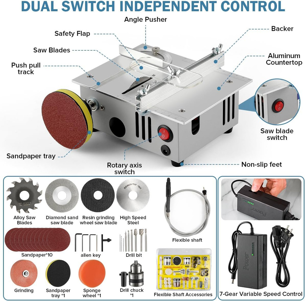 Mini Table Saw,Mini Table Saws for Crafts, Mini Multi Functional Table Saw, Dual