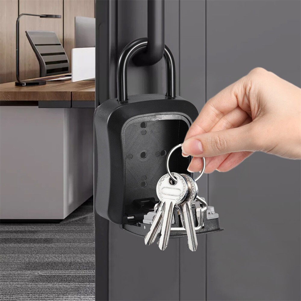 4 Digit Combination Key Safe Lock Box Wall Mount Outdoor Security Storage