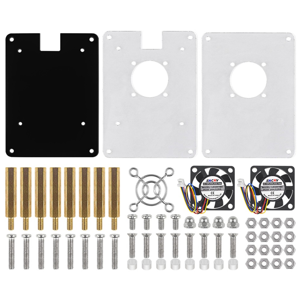 Raspberry Pi 5 Multi-Layer Acrylic Shell Protective Case Cooling Fan US