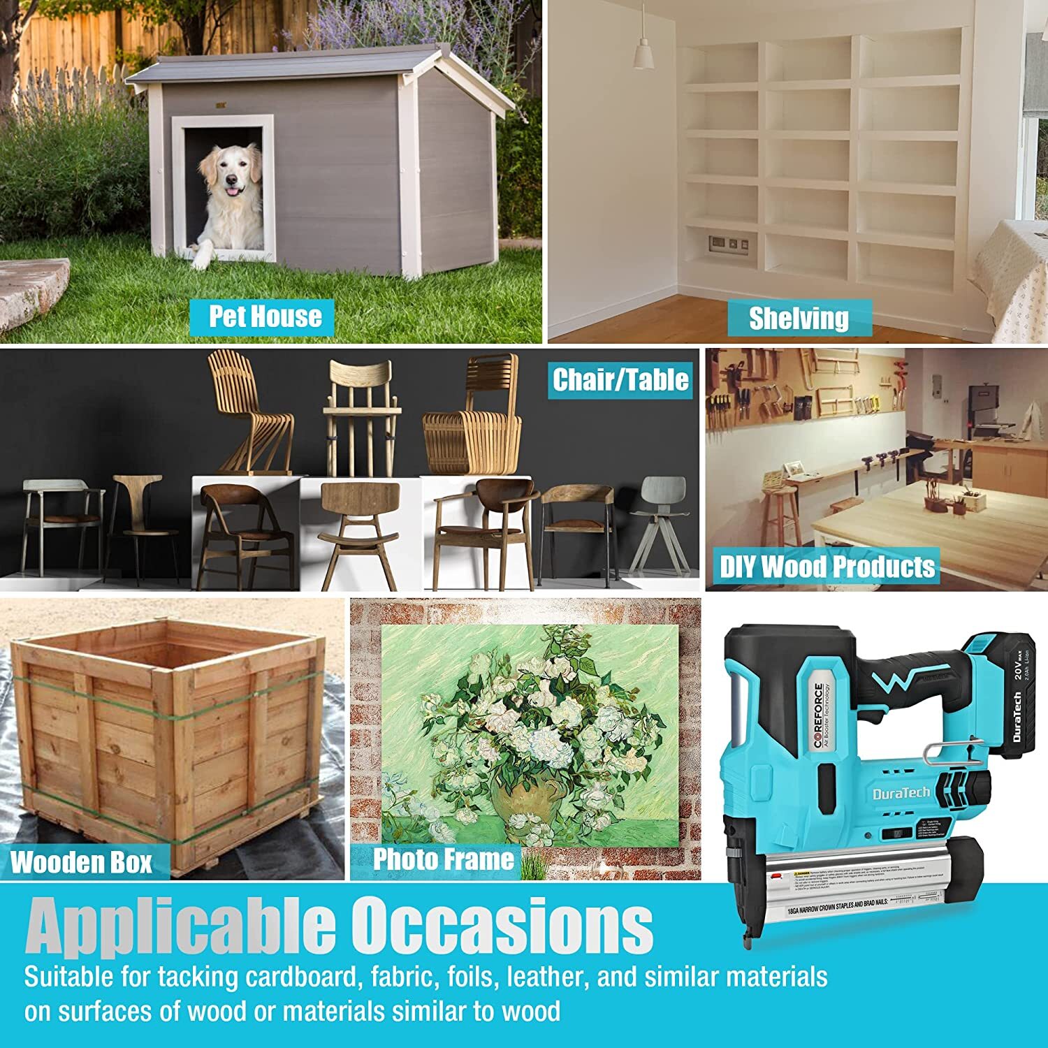 2-IN-1 Cordless Brad Nailer 18 GA Nail/Staple Gun with 1000PCS Staples NEW