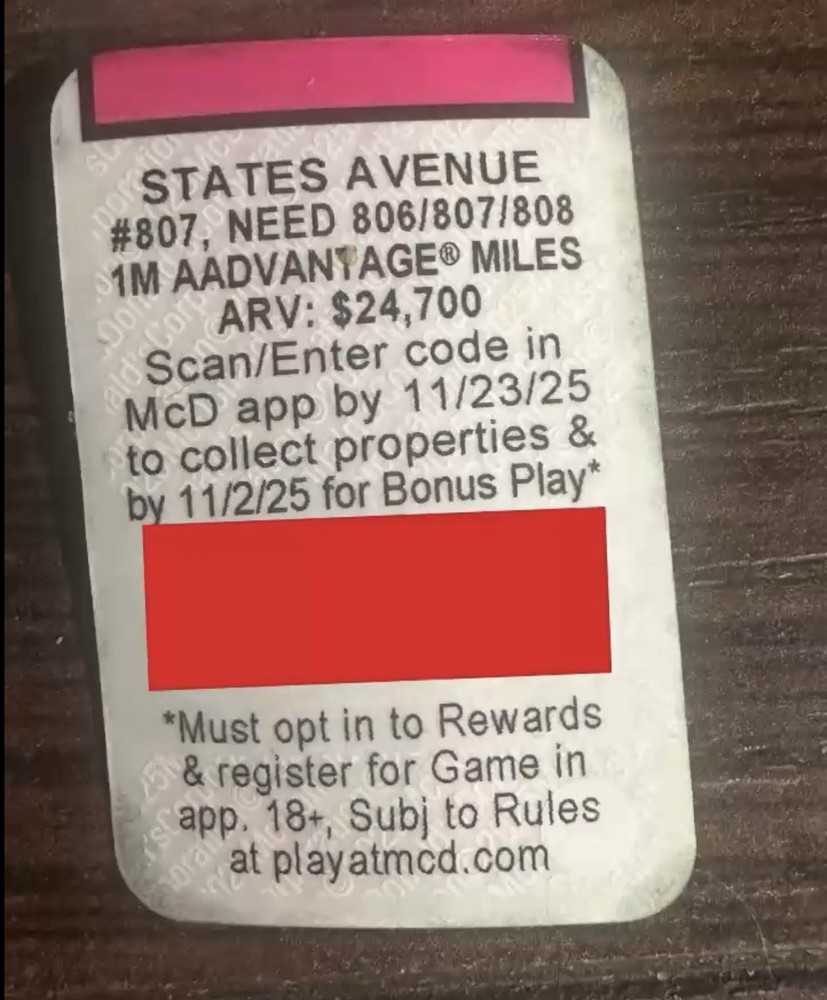McDonald’s Monopoly Game Stickers