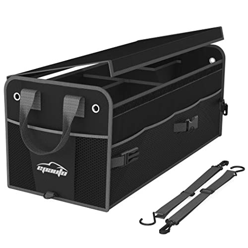 Car Trunk Organizer with Adjustable Multi 3-Compartment w/ Lids Black