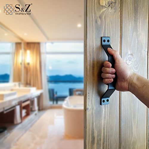 9” Sliding Barn Door Handle, Black Gate Handle Set, Door Pull, Pull Handle 2