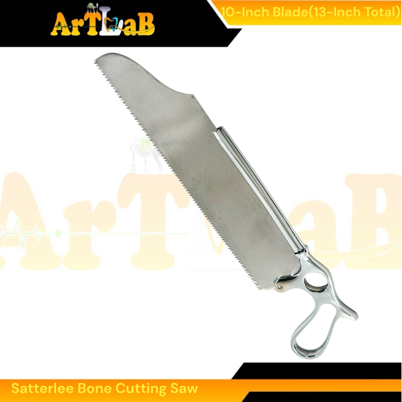 1 Each Satterlee Bone Cutting Saw 13"-10" Blade-Single Handle-Stainless Steel