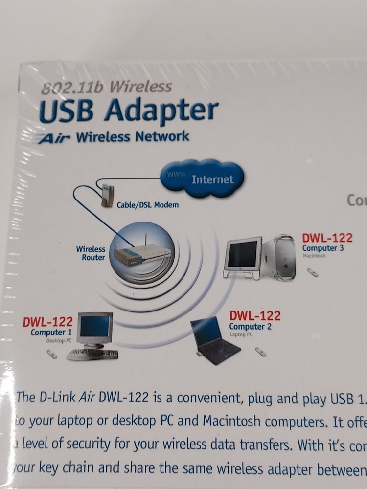 D-link Air Wireless Network- USB Adapter 802.11b DWL-122 New