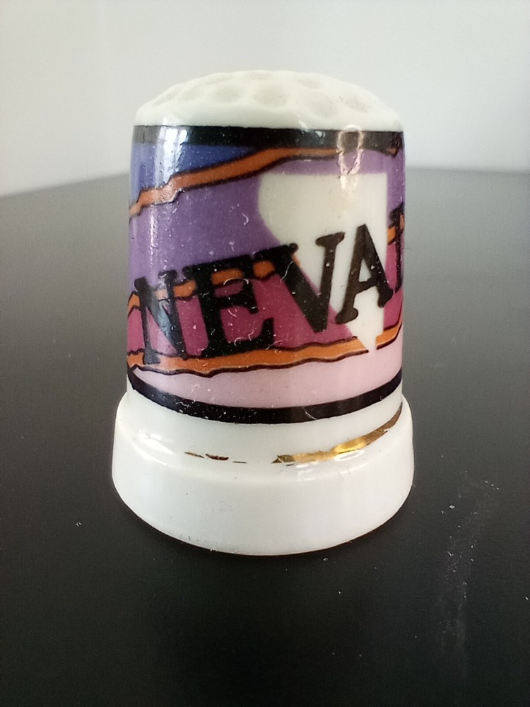 Nevada Map Porcelain Thimble Vintage
