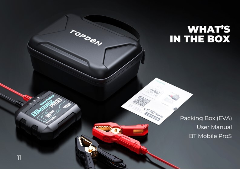 TOPDON BTMobile Pros Bluetooth Car Battery Analyzer 2000 CCA iOS Android App