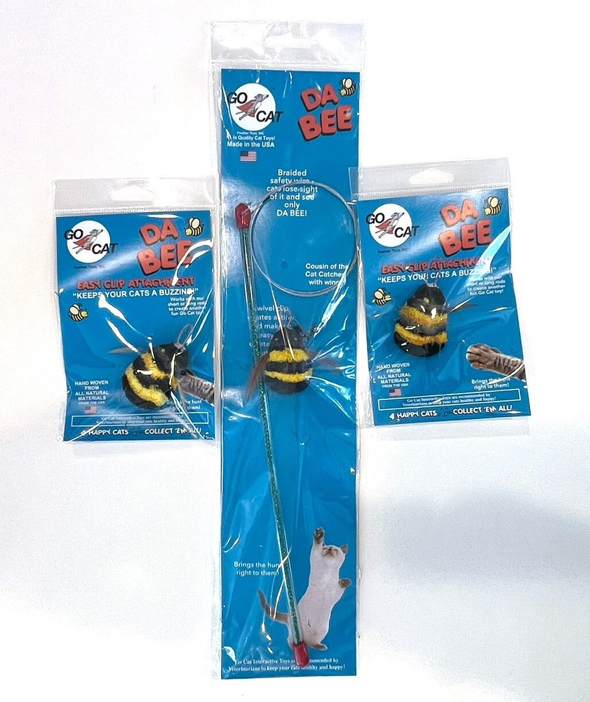 Go Cat Da Bee Wand Interactive Teaser w/ 2 EXTRA Bee Refills Catcher Cat Kitten
