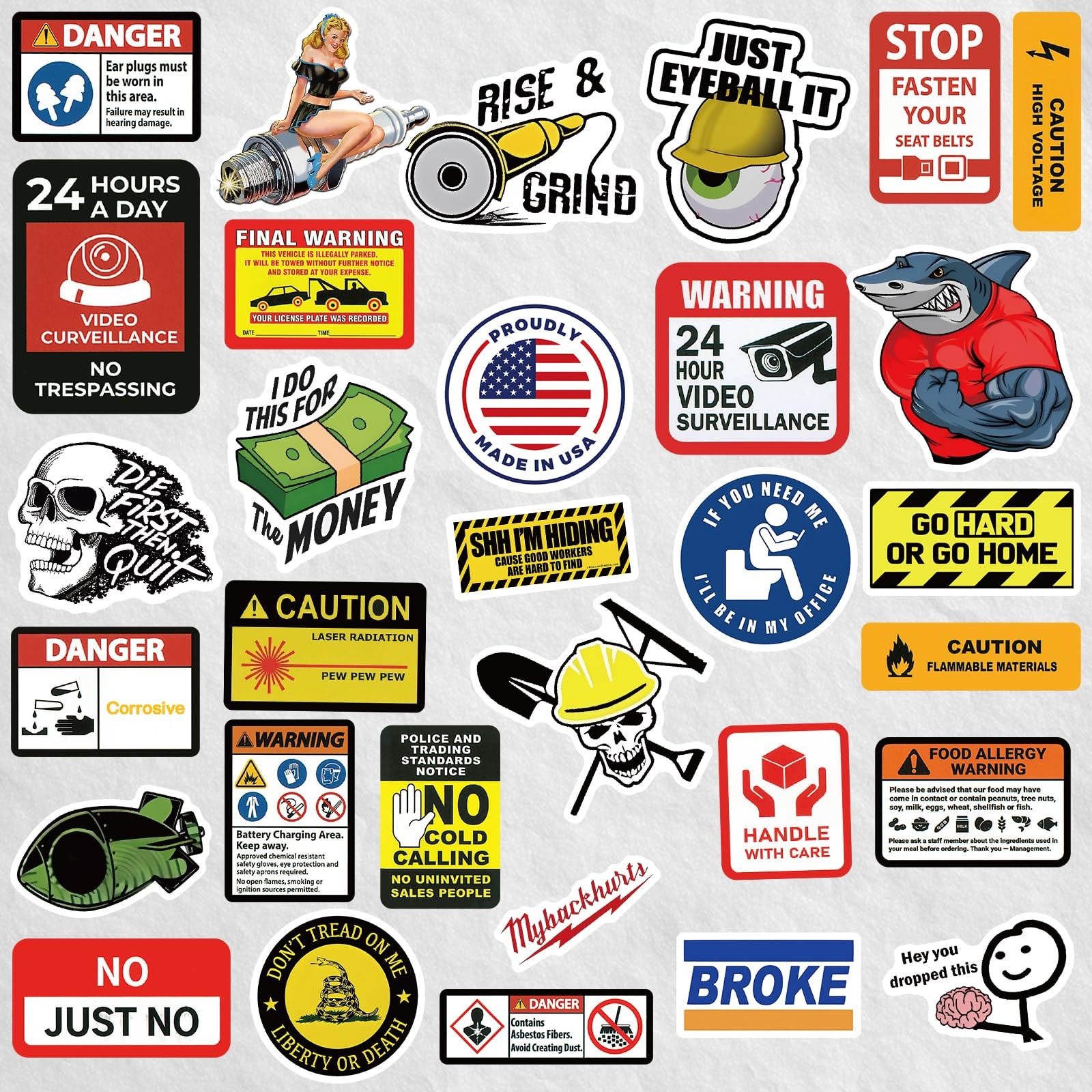 160Pcs Funny Blue Collar Hard Hat Stickers for 160pcs