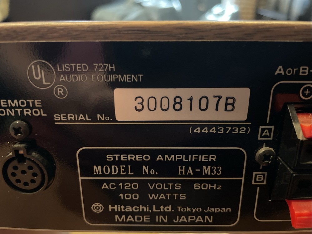 Hitachi Stereo Amplifier Model Ha – M33