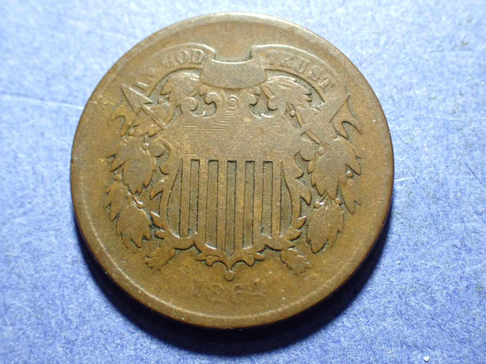 1864 Large Motto Two Cent  Good
