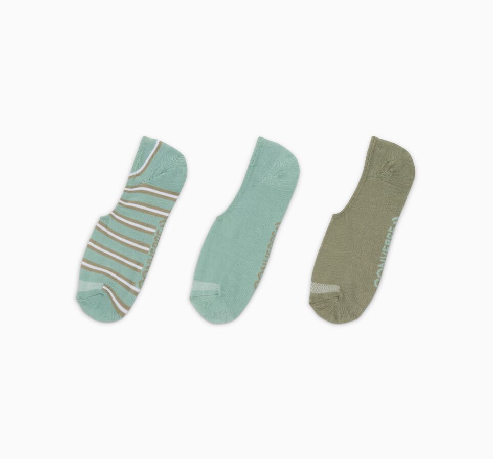 Converse Men's No Show Socks Mint Stripe/Mint/Olive 3-pack