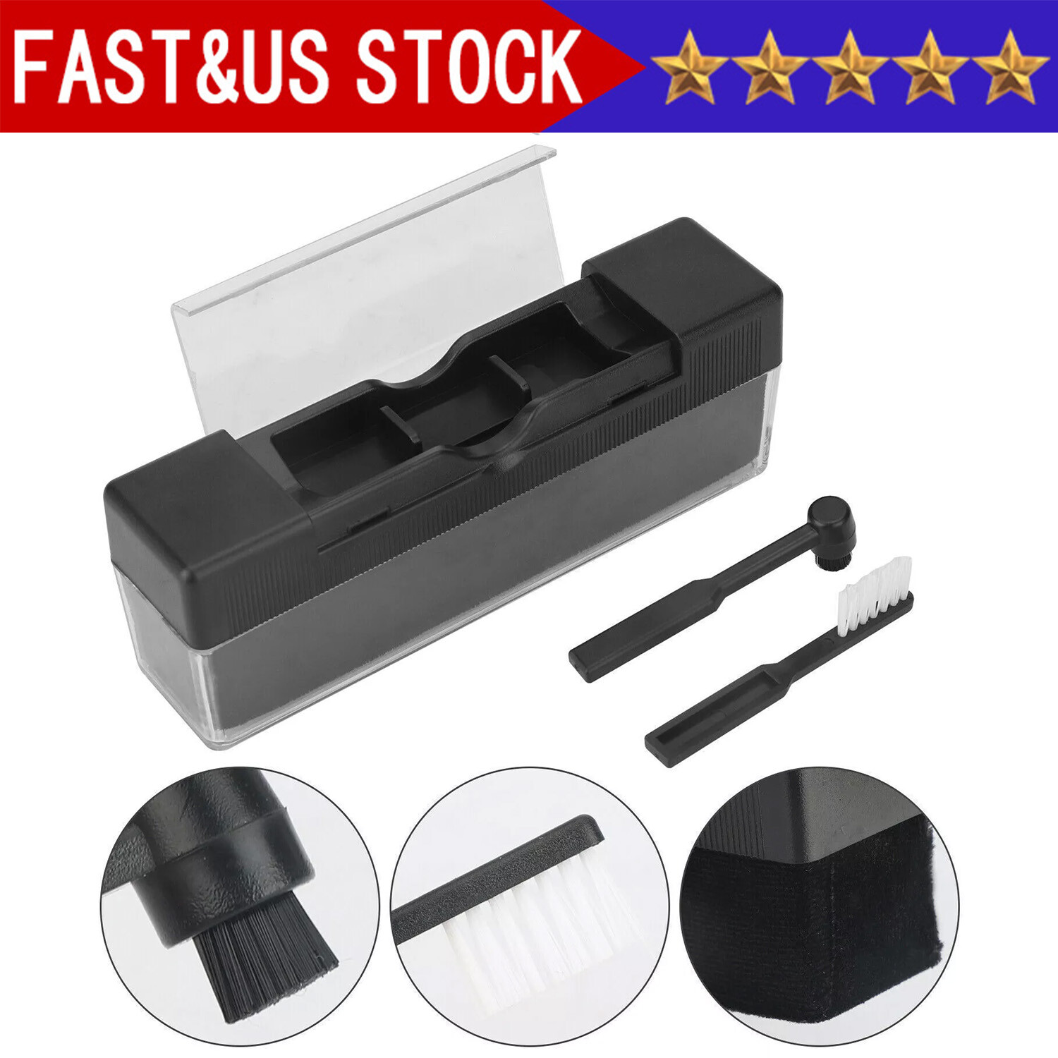 3in1 Vinyl Record Cleaning Brush Set Stylus Velvet Anti-static Cleaner Tool Kit